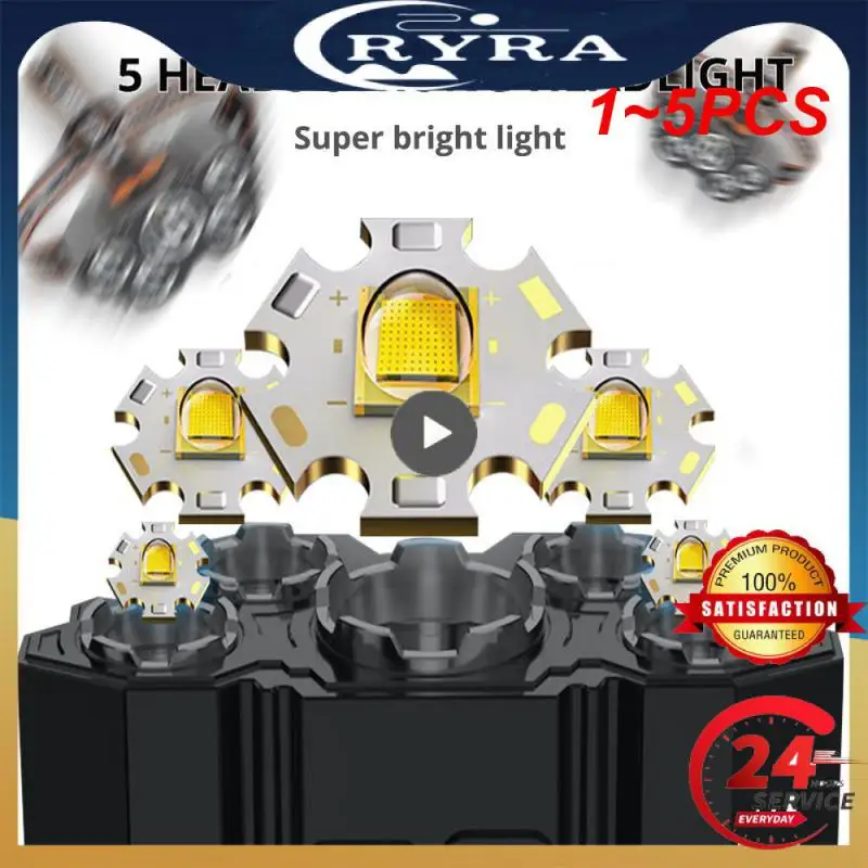 

1~5PCS Led Strong Headlight Super Bright Head-Mounted Flashlight Usb Rechargeable Built-in Battery Outdoor Rechargeable Night