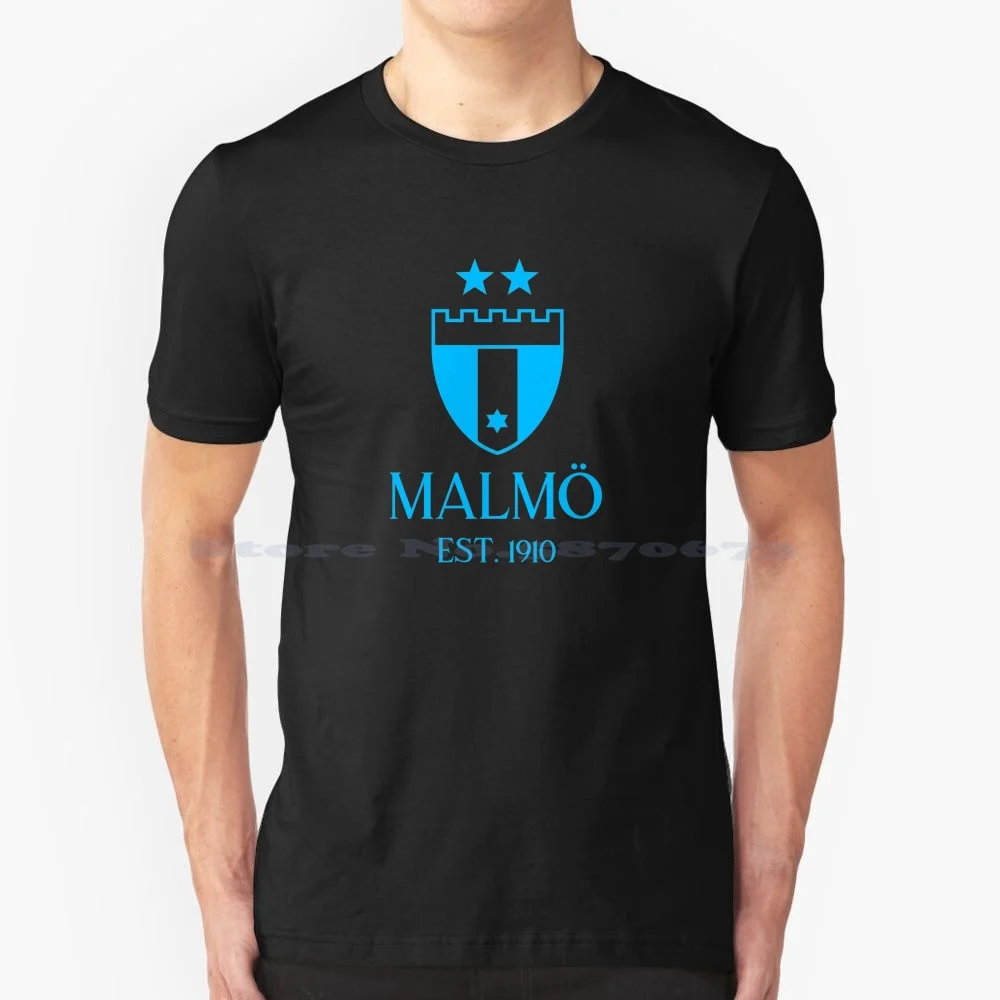 Malm? Maglietta Blu 2 Maglietta 100% Cotone Malm? Malm? Fotbollf?Rening Mff Malmo Di Bl?E Himmelsbl?Tt Svezia Svedese Calcio Svedese