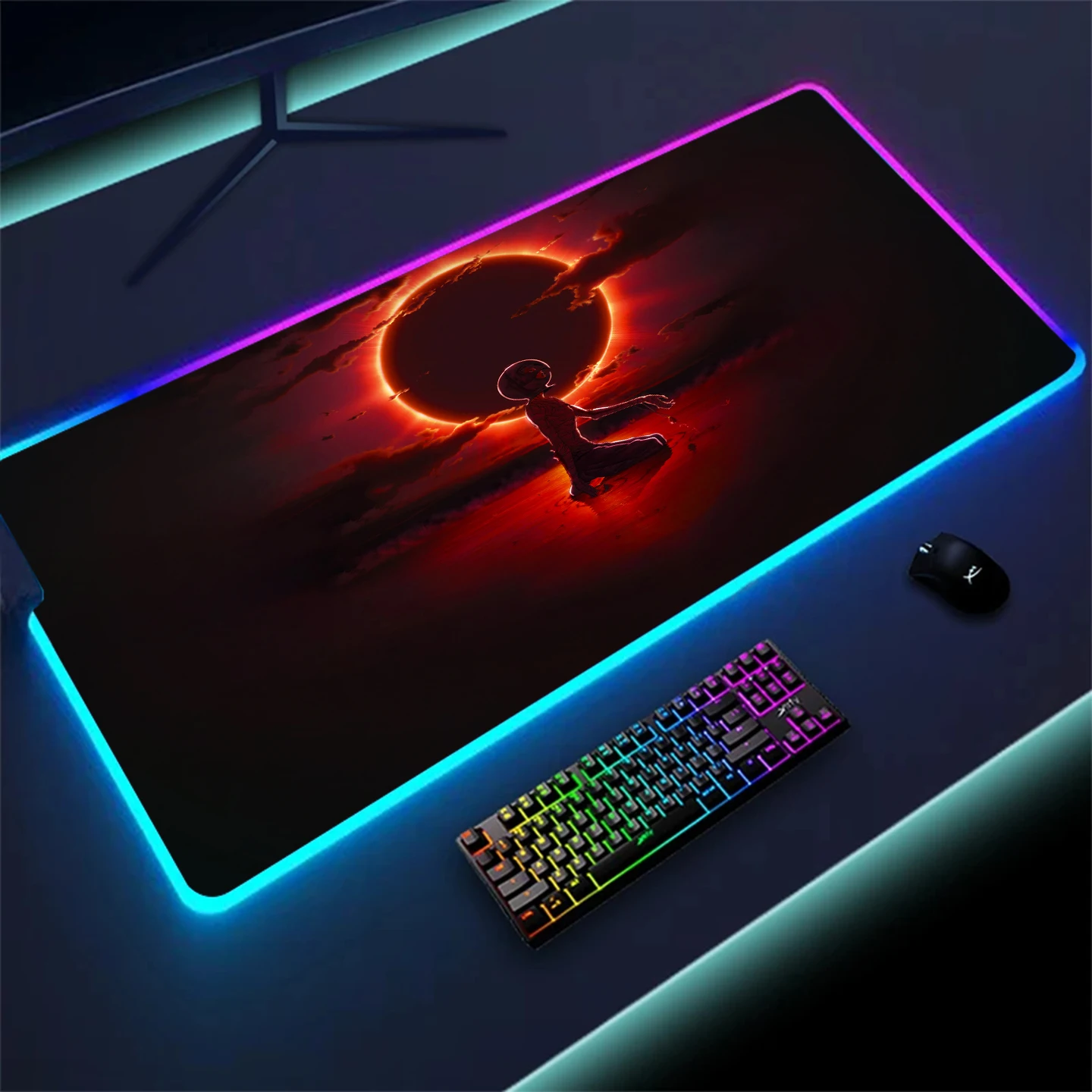 

Игровой коврик для мыши Berserk, RGB коврик для мыши с закругленными краями, большой игровой коврик для мыши из натурального каучука, скоростная клавиатура, Настольный коврик для мыши со светодиодной подсветкой