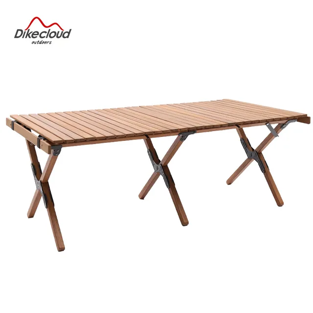 120 Cm -Es Bükk Tojás Asztal Összecsukható Szilárd Fa Kültéri Hordozható Teak - Image 5