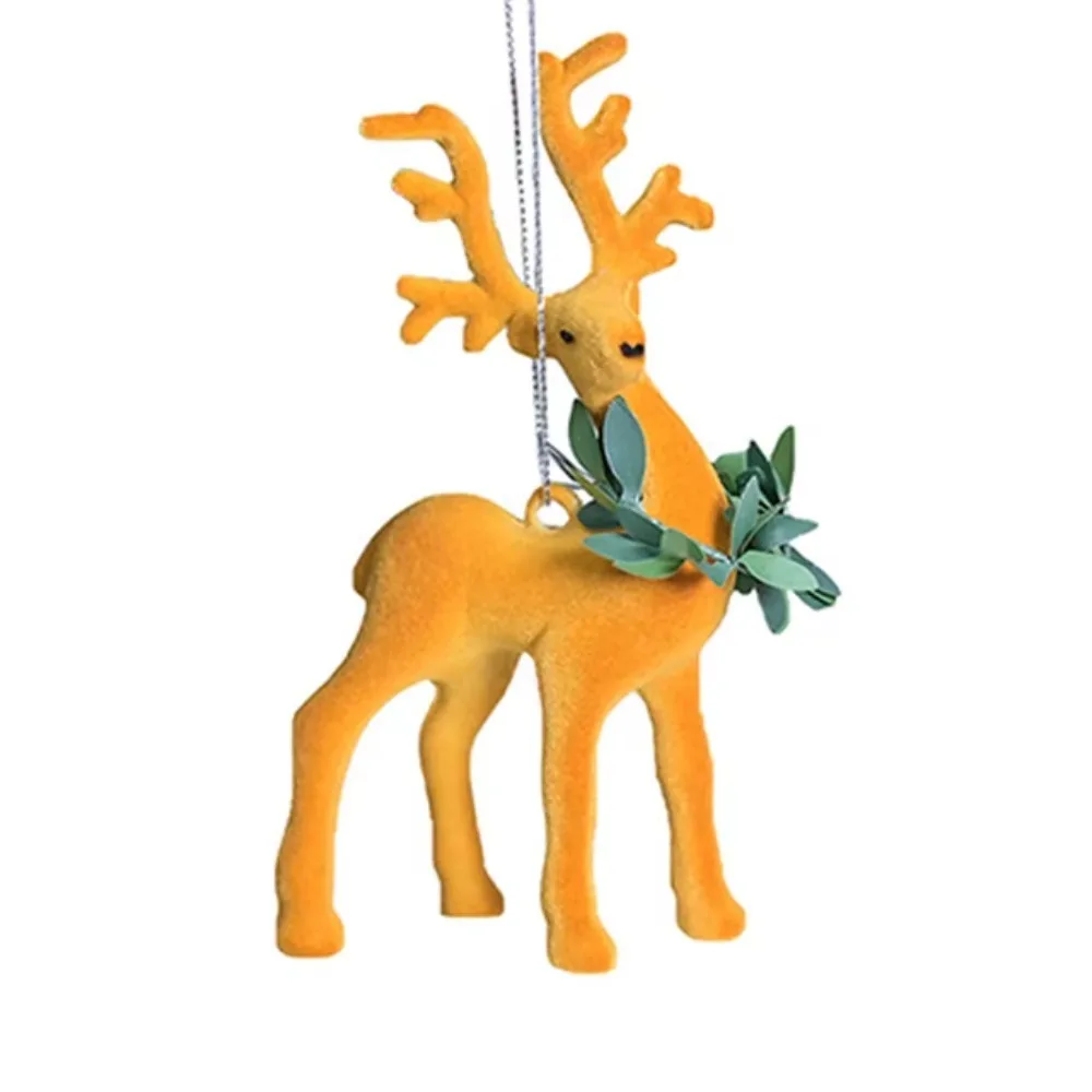 thumbnail image 1 of Flocking Christmas Wreath Plush Reindeer Cute Plastic Christmas Elk Pendants Festive Reusable Xmas Tree Hanging Ornaments, 1 of 5