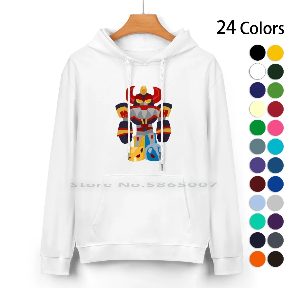 Megazord Felpa Con Cappuccio In Puro Cotone Maglione 24 Colori Megazord Mecha Kawaii Cute Anime Manga Red Ranger Blue Ranger Black Ranger Yellow