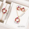 Red Women Watch 5PCS/Set Leather Strap Quartz Wristwatch Red Heart Laser Face Dial Watch Heart Alloy Jewelry Set Gift For Mom 6