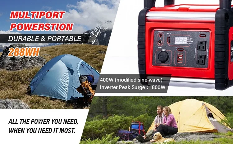 400w 야외 휴대용 납 산성 배터리 태양 발전기 캠핑 자동차 점프 스타터 12v dc 110v 220v ac 보조베터리 역 태양