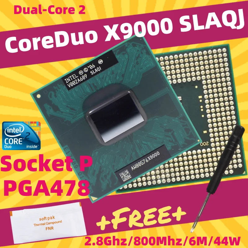 

Двухъядерный процессор Core 2 Duo X9000 Socket 479 GM45 PM45 SLAQJ SLAZ3 Socket P