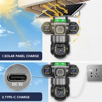 Caméra IP solaire WiFi extérieure 12MP Triple objectif Vidéo CCTV Surveillance Vision nocturne Détection humaine sans fil Caméras V380 Pro 2