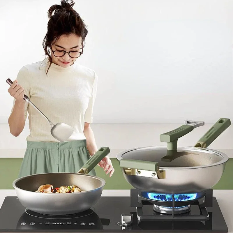 

Uncoated Wok Non Stick Vegetable Frying Pan Induction Cookware Gas Stove Cooking Pot Wok Pan with Glass Lid Kitchen Cookware