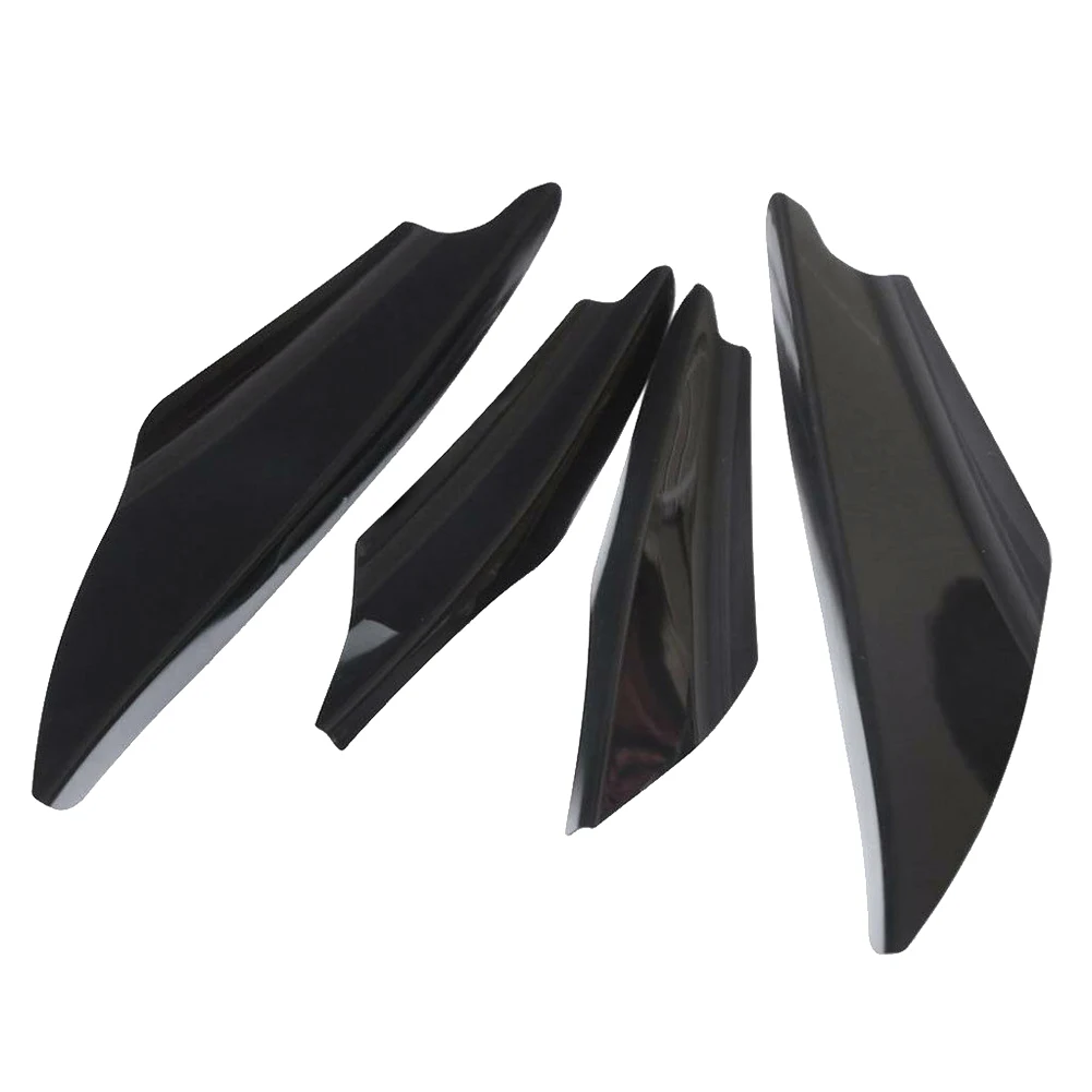 

4pcs Carbon Fibre Front Bumper Side Canards Splitter Fins Black Front Bumper Car Spoilers Car Anti-collision Belt Bumper Guard