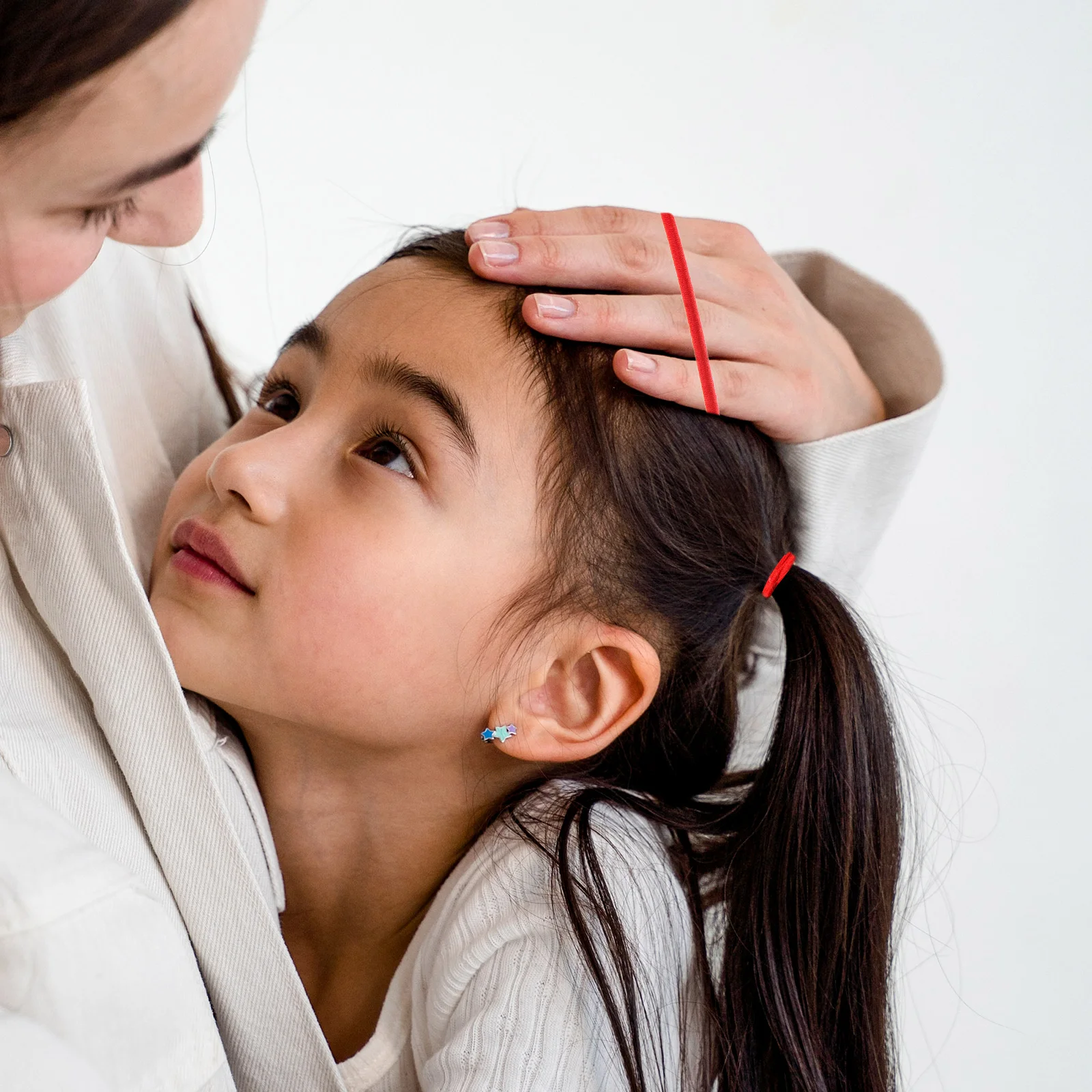 얇은 헤어 밴드 밴드 투명 탄성 타이 리본, 고무 레드 보블, 소형 사무용품 버블, 100 개