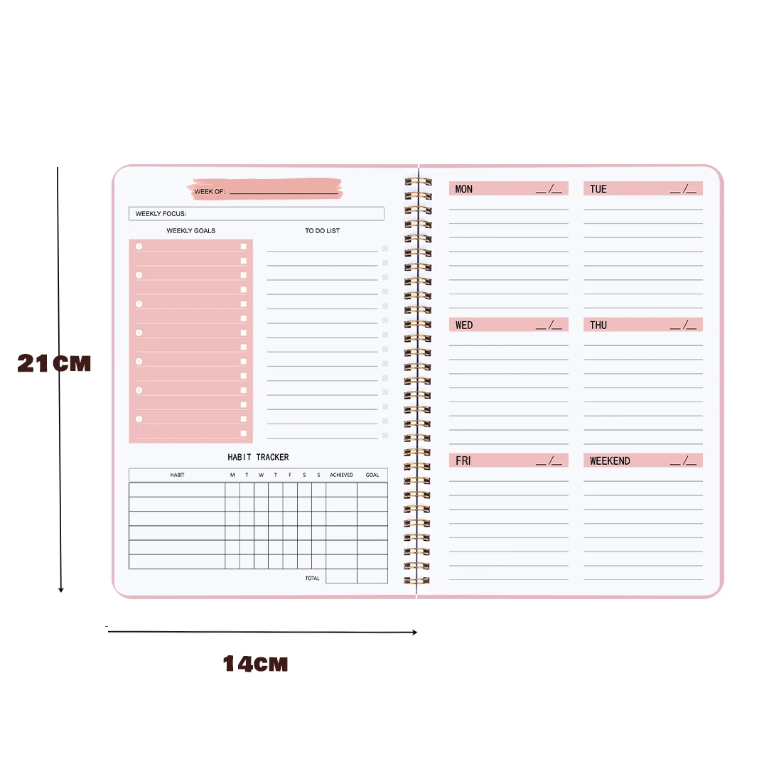 2023 Weekly Planner Notebook handbook Kawaii Cute Pink Journal Notepad  student Purple Daily Schedules School Supplies Notebook