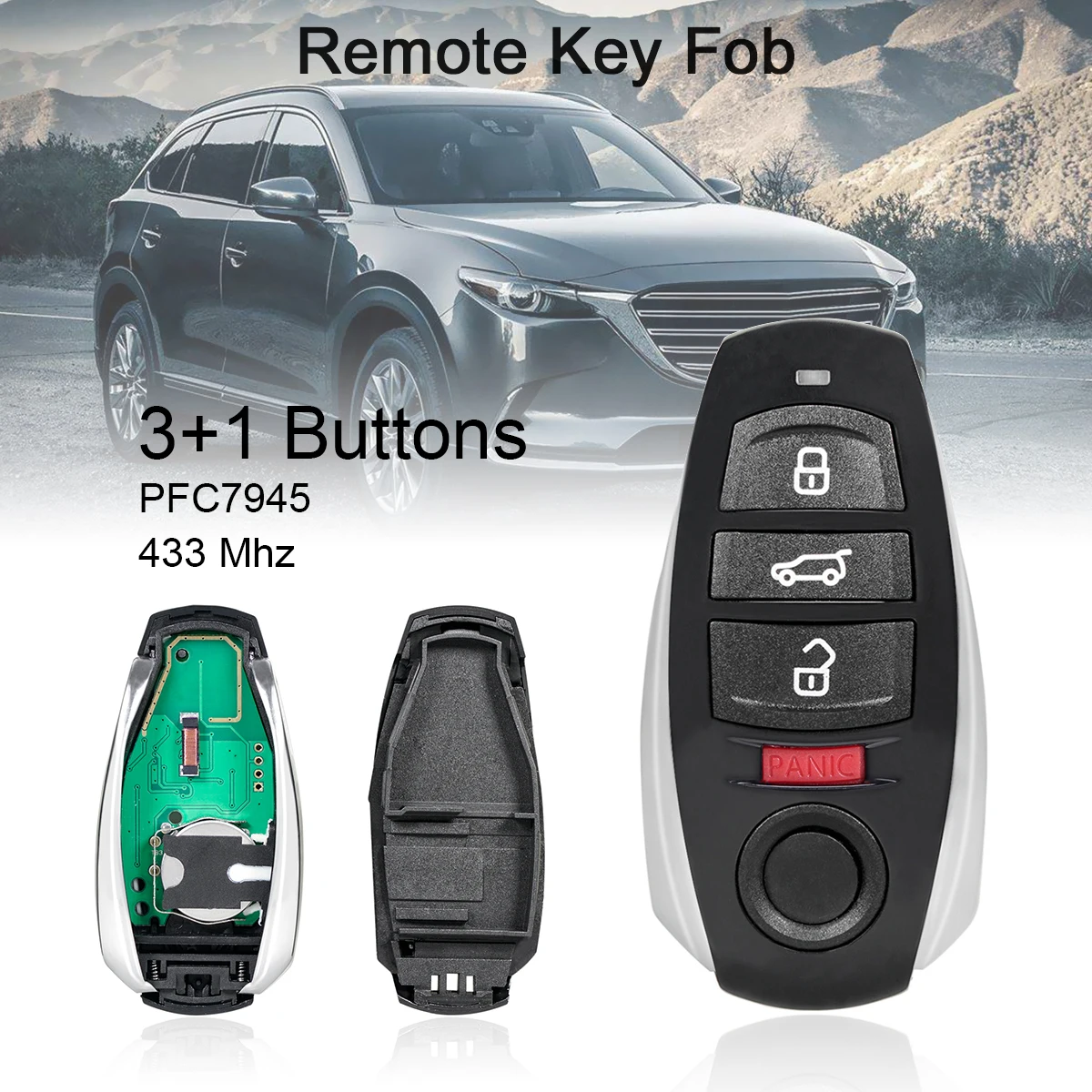 433Mhz 3+1Buttons Smart Car Remote Key with ID46 PCF7945 Chip for VW- Volkswagen- Touareg- 2010-2014 Keyless Entry System