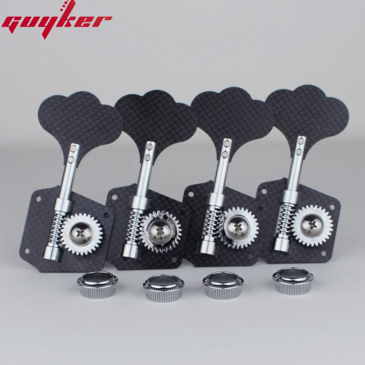Guyker 베이스 튜너 1:28 비율 탄소 섬유 소재 오픈 기어 튜닝 키 페그 머신 헤드, 일렉트릭 재즈 기타 베이스용