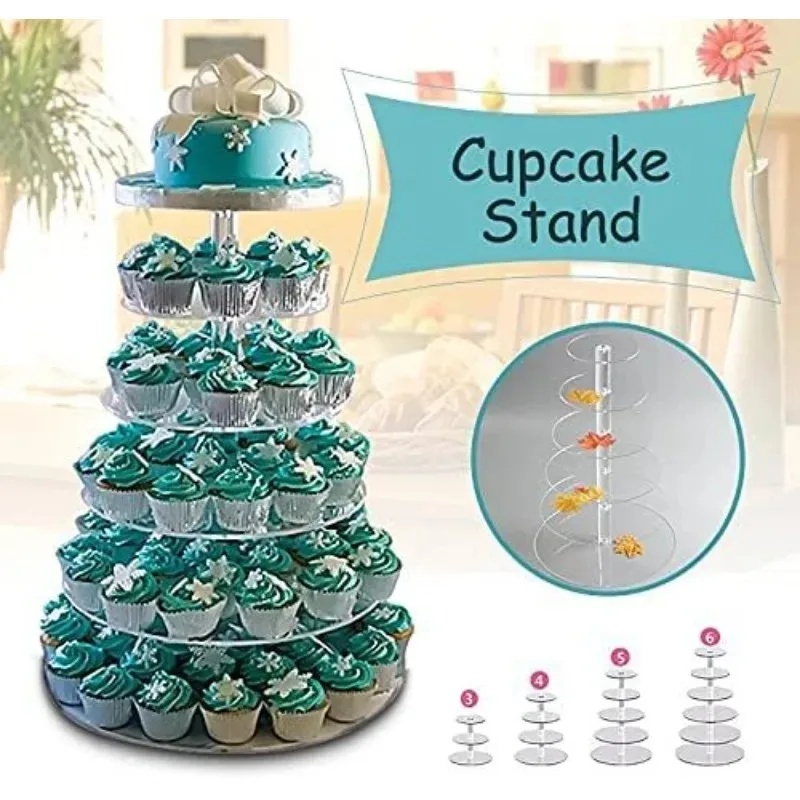 

3/4/5/6 Tier Acrylic Cake Stand Transparent Cake Display Shelf Removable Cupcake Holder Wedding Birthday Party Decoration Stand