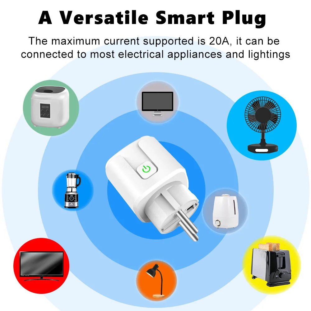 Matter WiFi Smart 16A/20A Plug EU Smart Socket Power Outlet Home Appliance for HomeKit SmartThings Works with Siri Alexa 2
