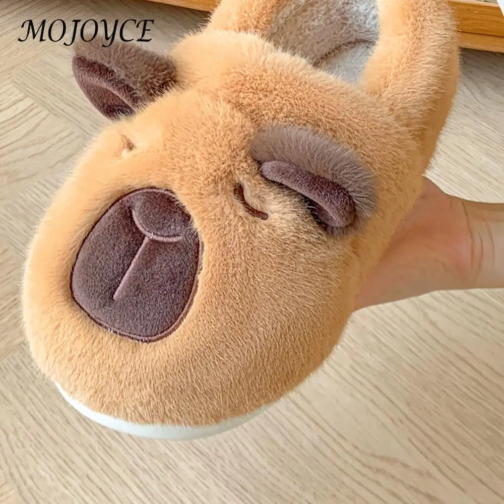 Plush Capybara Slippers Closed Toe Slippers Comfortable Fluffy Couple Slippers Furry Animal Slippers for Autumn Winter 5
