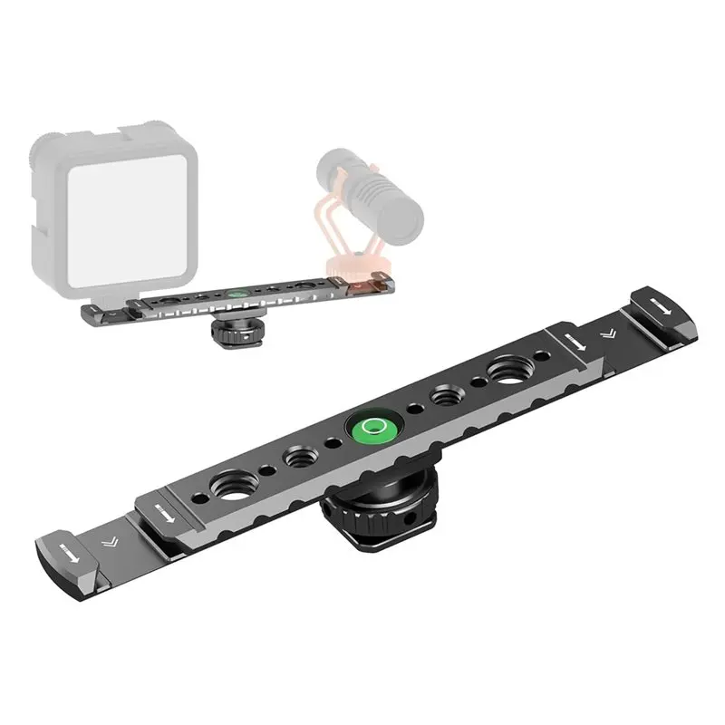 B63B-듀얼 콜드 슈 마운트(브이로그용)- DSLR 카메라와 호환되는 1/4인치 나사 구멍이 있는 금속 마이크 홀더