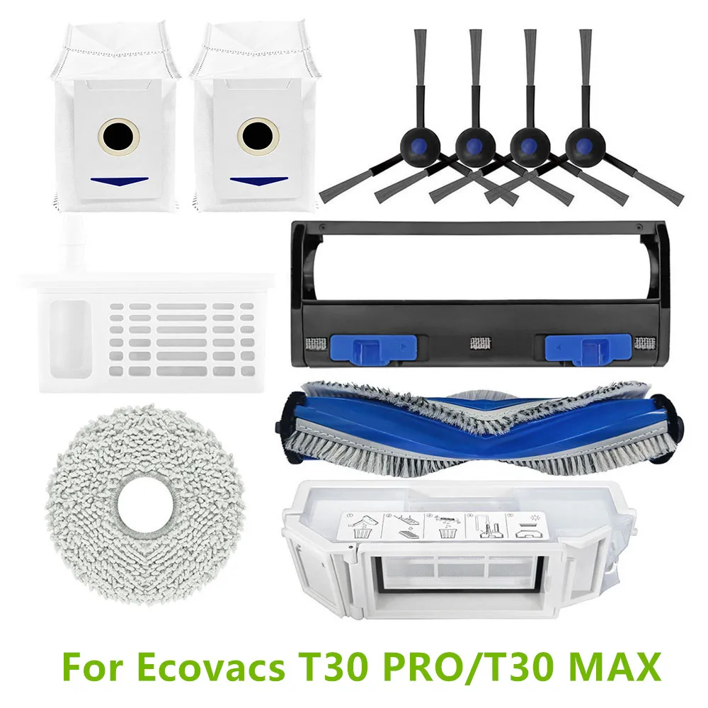 

Пылесборник Для Ecovacs T30 MAX, фильтр НЕРА, насадка на швабру, боковые щетки, чехол с роликовой щеткой Для Ecovacs T30 PRO