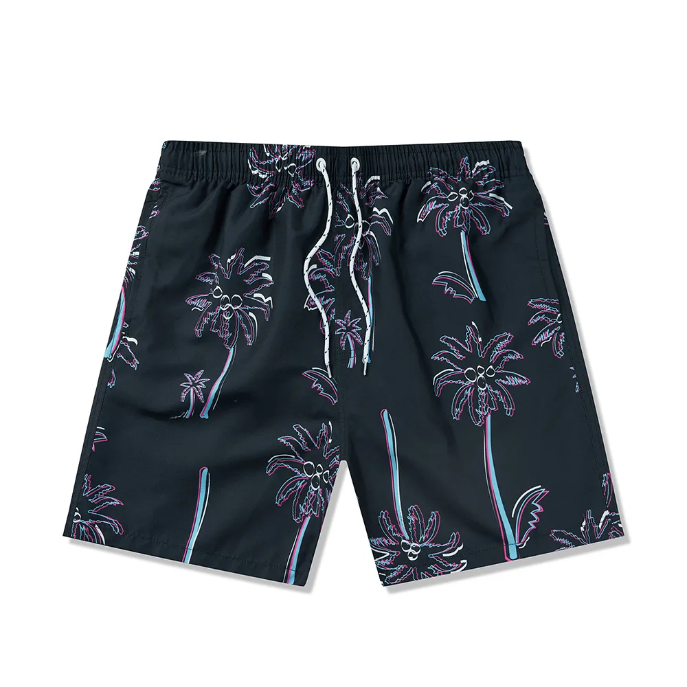 Men Swim Trunks Fashion Tropical Print Drawstring Board Shorts Swimsuit Beach Summer Swimwear Quick Dry Bathing Suits Trunks