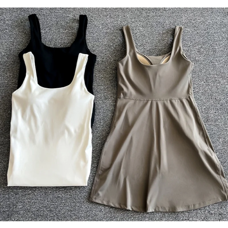 Tennis Skirt High Elastic Outdoor Yoga Wear Chest Pad Women