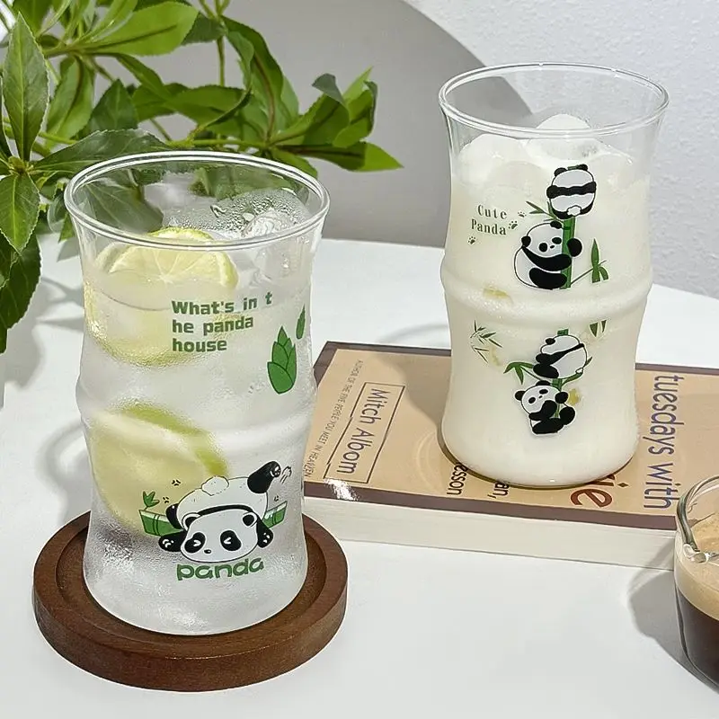 Panda Cup, Cute Glass Panda Teacups, Panda Glass Coffee Cups with Lid