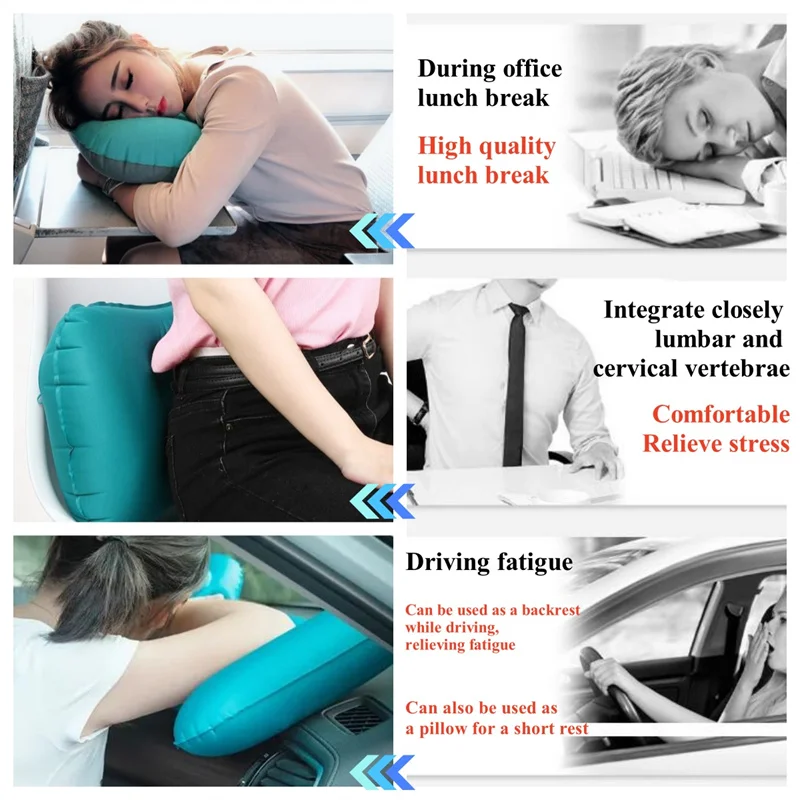 Inflatable Pillow Camping Pillow TPU Press Type Air Pillow Milk-Silk Neckrest Portable Office Sleeping Travel for Car Plane Camp
