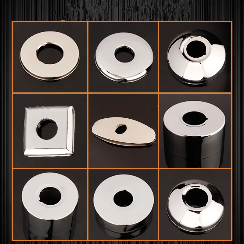Self-Adhesive Shower Faucet Decorative Cover Chrome Finish Stainless Steel Water Pipe Wall Covers Bathroom Accessories 1Pc