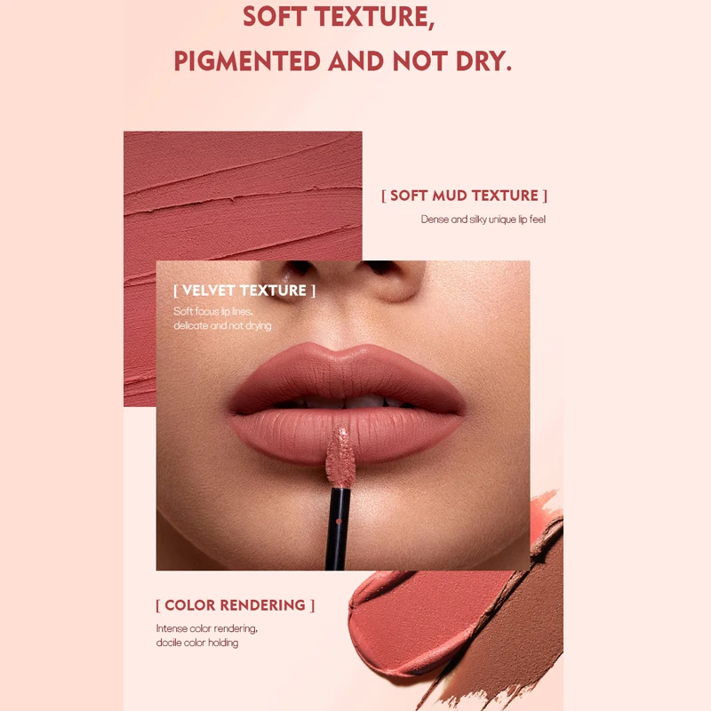 Matte Velvet Lip Glaze Long Lasting Lip Gloss Non Stick Cup Transfer Proof Fade Resistant Color Rich Lip Mud Makeup