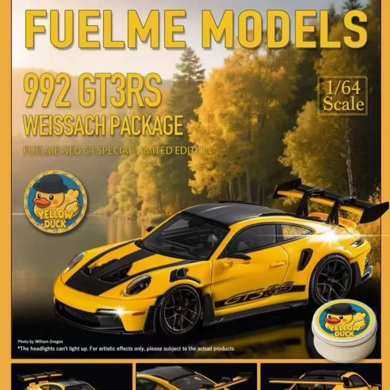 Fuelme 1:64 992 GT3 RS GT Silver Green wheel resin miniature model