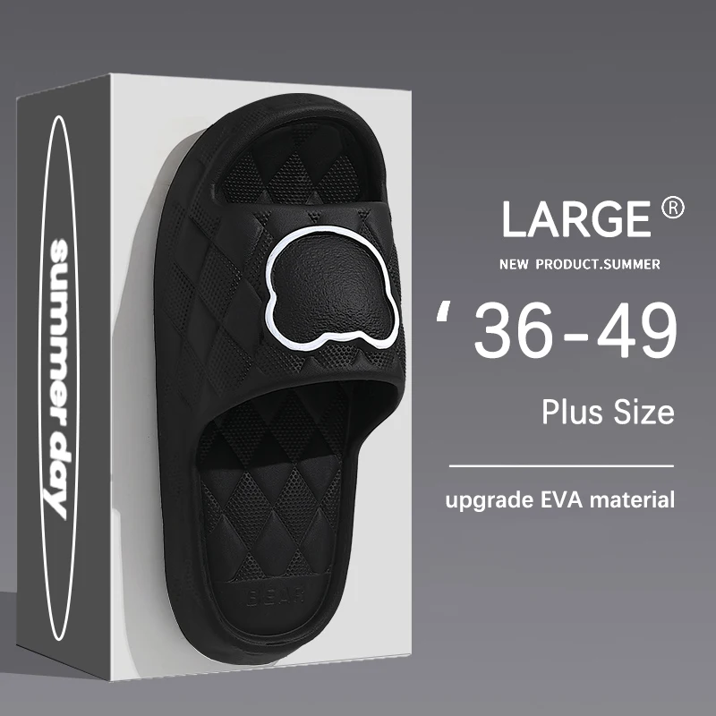 Thick Sole Summer Beach Slides Mens Bath Anti-Slip Slipper Large Size 49 Soft Sandals Fashion Women Flip-Flops Cartoon Bear Shoe 2