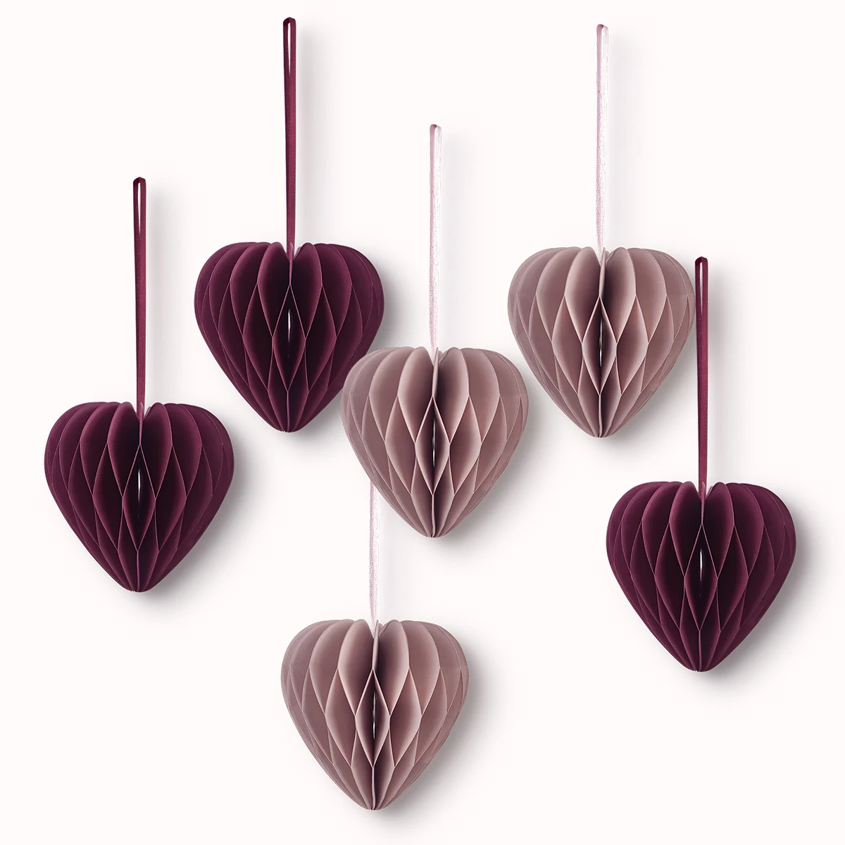 2024 Happy Valentine's Day Party Heart Shaped Thick Paper Honeycomb Ball Hanging Pendants Rustic Wedding Decor for Weedings