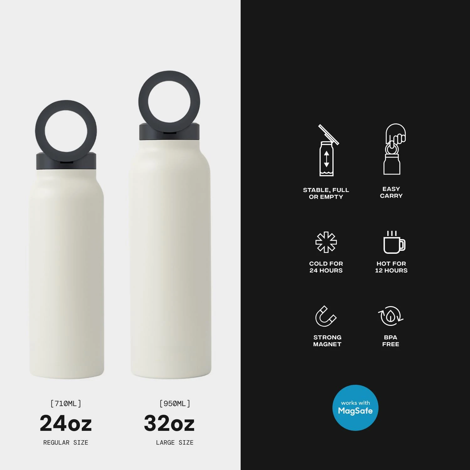 Insulated Water Bottle Compatible MagSafe Water Bottle With Phone Holder,Stainless Steel Water Bottle With Magnetic Phone Tripod view 2