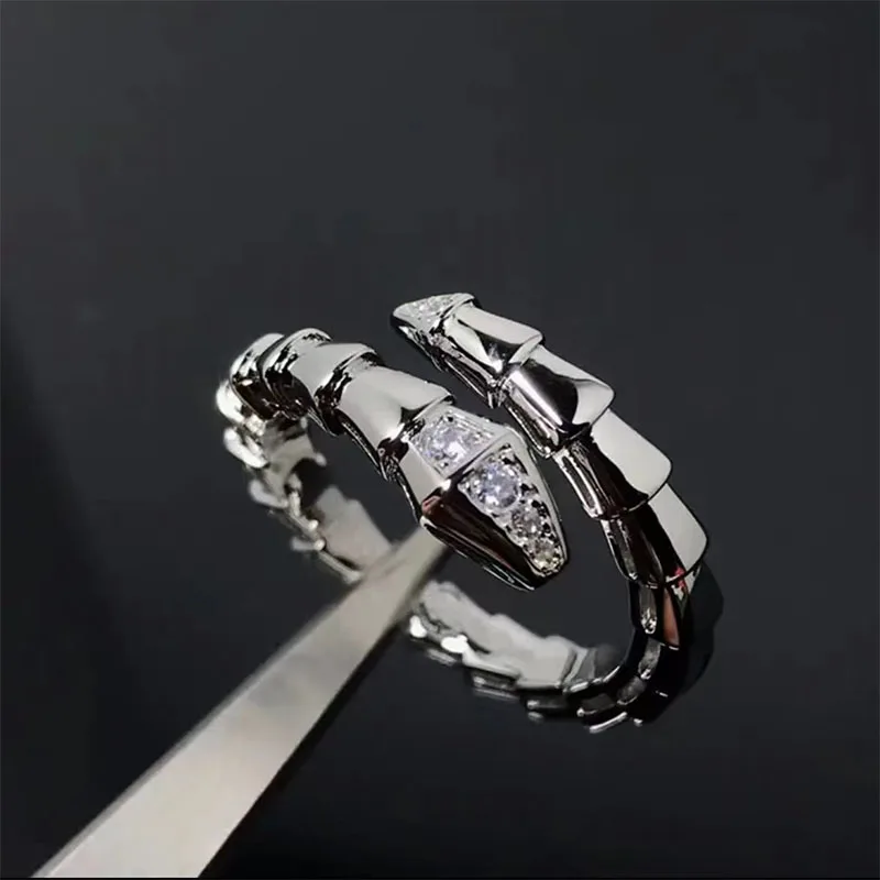 Hot selling new 925 sterling Silver smooth snake bone ring ladies personality trend luxury brand jewelry party couple gift