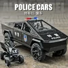 1:24 Tesla pickup police car High Simulation Diecast Metal Alloy Model car Sound Light Pull Back Collection Kids Toy Gifts 2