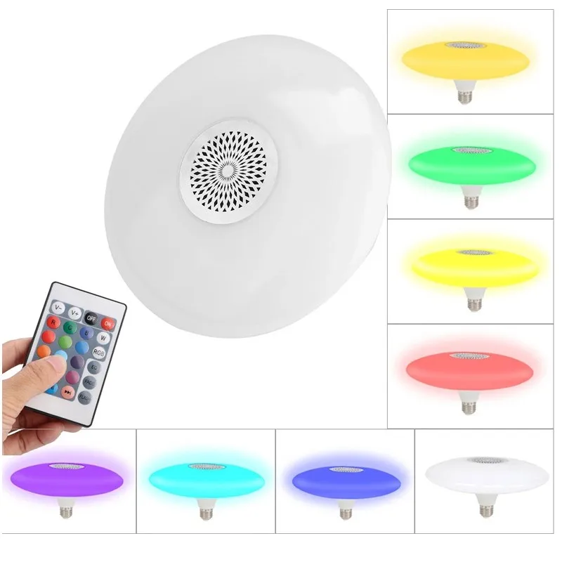 ZAOXI UFO Lamp Music Wireless Bluetooth Speaker Bulb E27 RGB+White Dimmable Smart Led Ceiling Light Remote Control For Home,smart led light bulbs