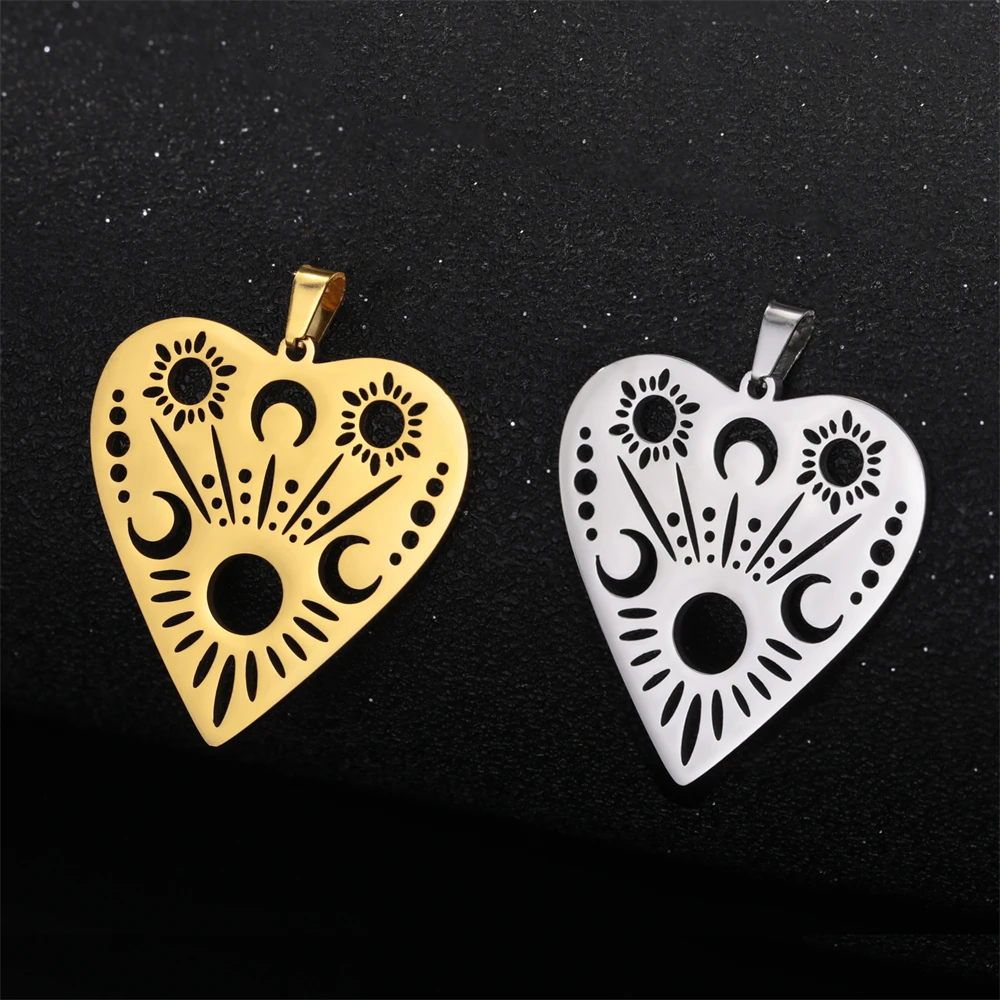 

5pcs/Lot Wholesale Love Hearts Pendants Hollowed Moon Stars Charm Stainless Steel Diy Making Women Necklace Charms Accessories