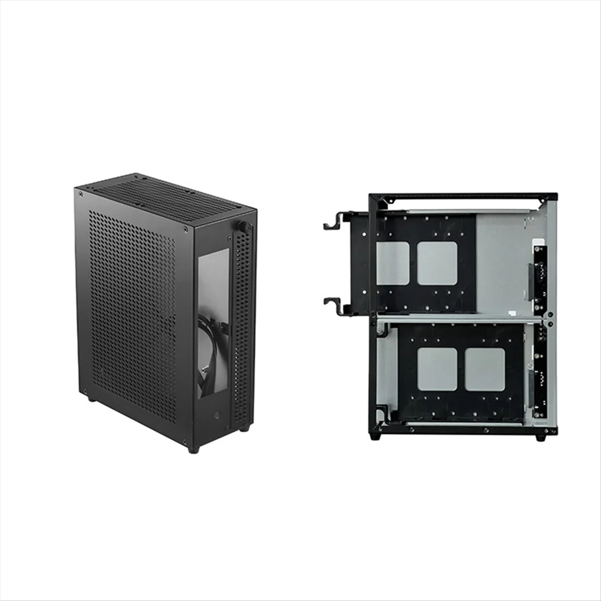 Desktop Chassis ITX Computer Case Mini NAS Computer Case Dual 3.5-Inch Hard Drive Front USB3.0 TYPEC Interface