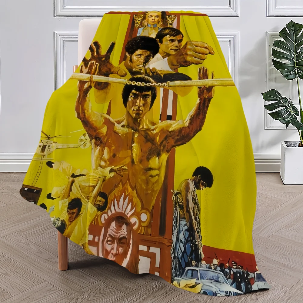 Kung fu B-Bruce L-Lee Blanket Plush Nap Sofa rug for Living Room Warm Office Bedroom Birthday Home Travel Kid Gifts 3