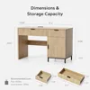 47" Fluted Executive Desk, Modern Wood Home Office Desk with Charging Station, Drawer & Cabinet, Computer Writing Desk for Work 2