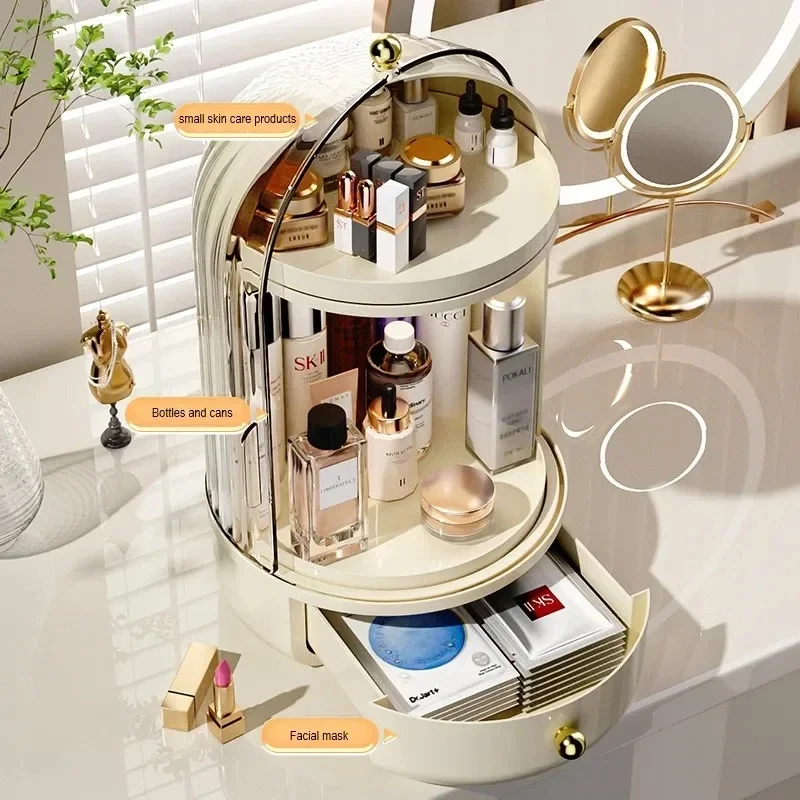 25 360°Rotating Makeup Organizer Large Capacity Cosmetics Storage Vanity Shelf  Countertop  Luxury Spinning Storage Display Case 3