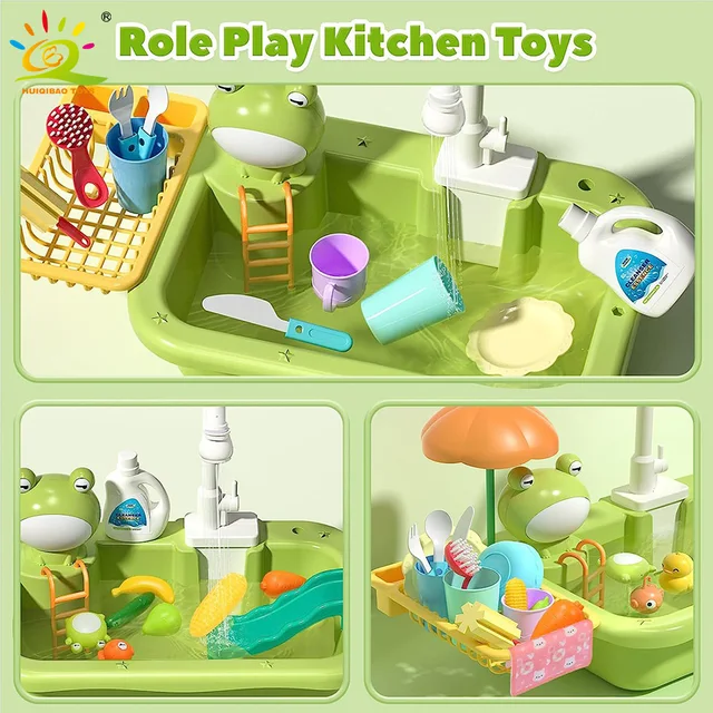 Baby Kitchen Toy Plastic Dish Wash Sink Electric Dishwasher Playing Pretend Role Play Housework Early Educational Toys For Child 4