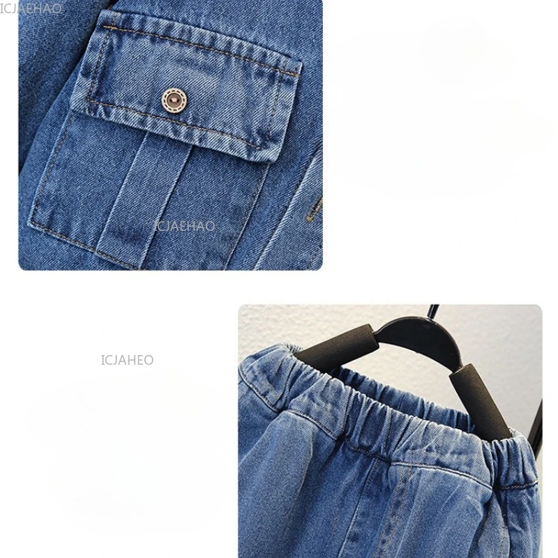 Boys Denim Set 2 Piece Clothes Kids Trendy Cotton Jacket Pants Suits Outfit Casual Wear Children Clothing Spring Autumn Costume - 6
