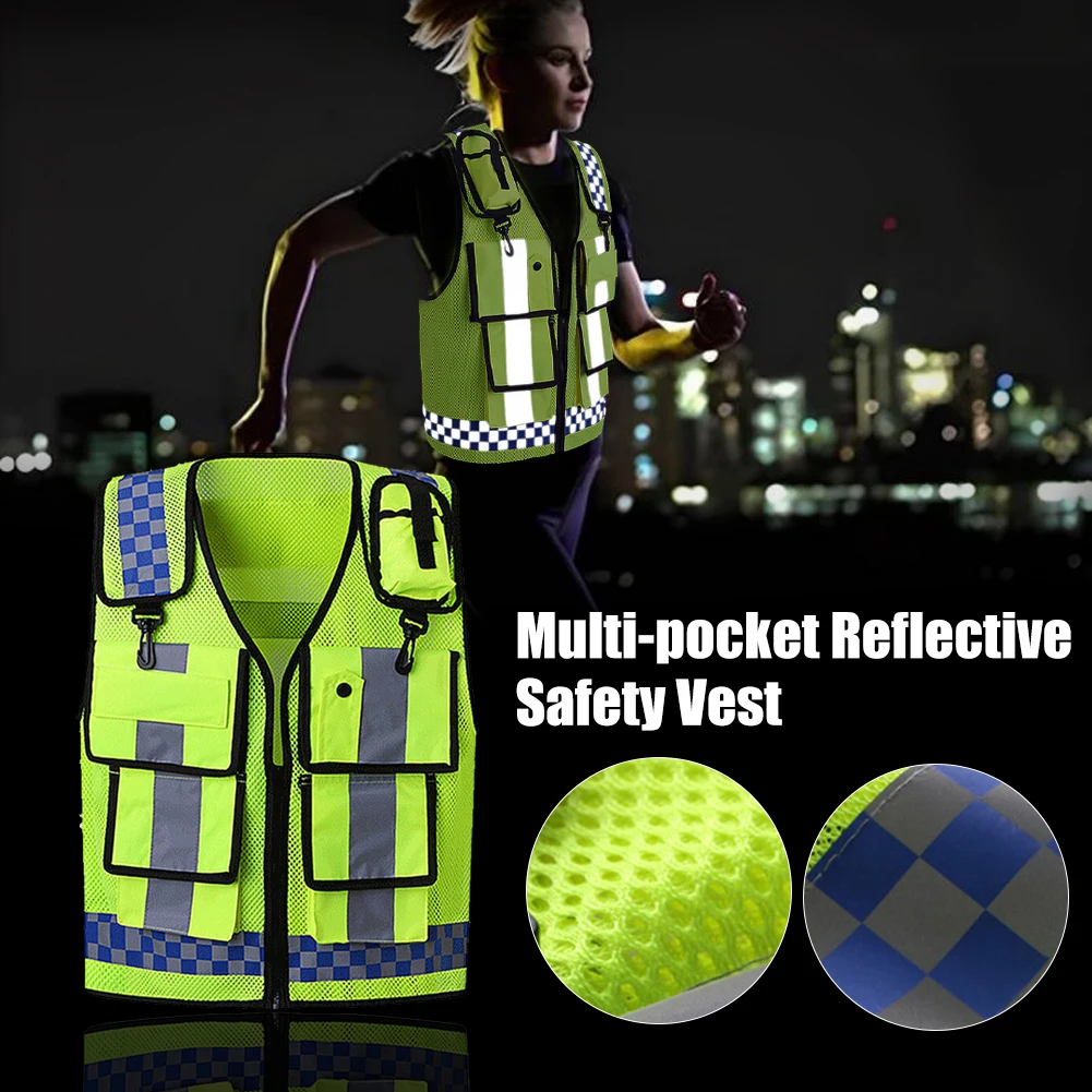 

Reflective Multi-pocket Safety Vest Running Riding Cycling Traffic Vest Safety Railway Coal Miners Uniform Vest Breathable Vest