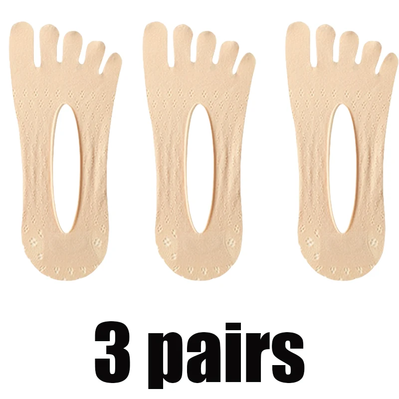 3/5 Paar Damen-Zehensocken, atmungsaktive, ultradünne, elastische, unsichtbare Bootssocken für den Sommer, einfach und bequem. – Detail 11