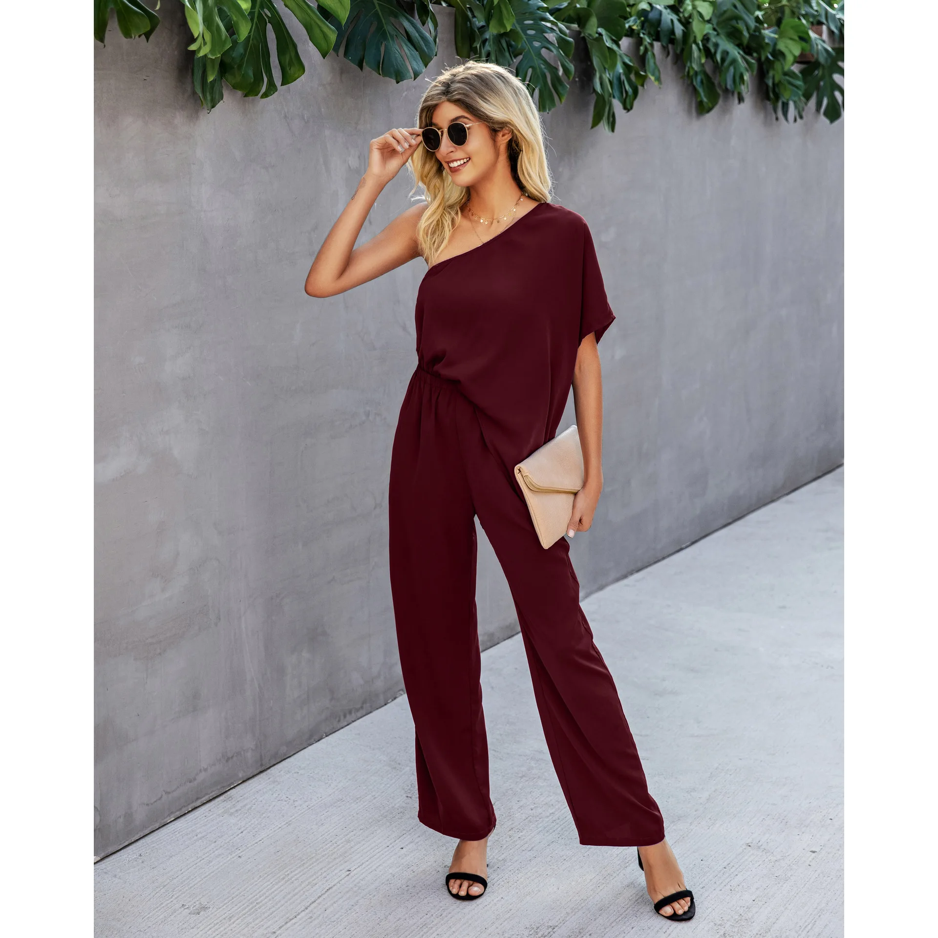 

Off Shoulder Loose Fitting Casual Home Jumpsuit