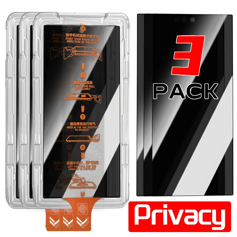 Easy Install Privacy Screen Protector with HD Clear Tempered Glass