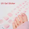 Flash Powder French White Edge Gel Nail Sticker Nude Color Toe Nails Wearable Short Flat Shape Foot Toe Stickers 1