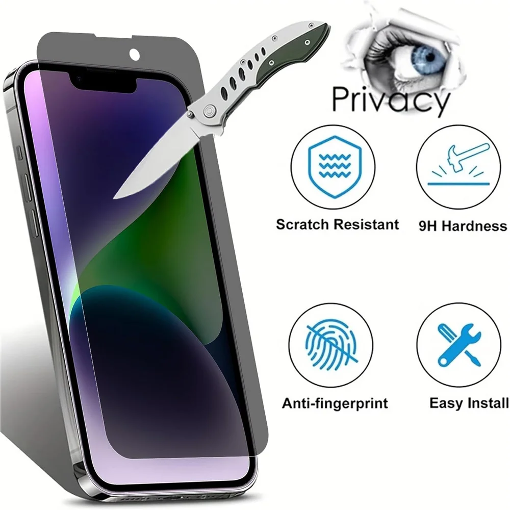 Privacy Screen Protector For iPhone 13 14 15 Pro Anti Spy Tempered Glass For iPhone 11 12 13 14 15 Pro Max Pelicula Privacidade