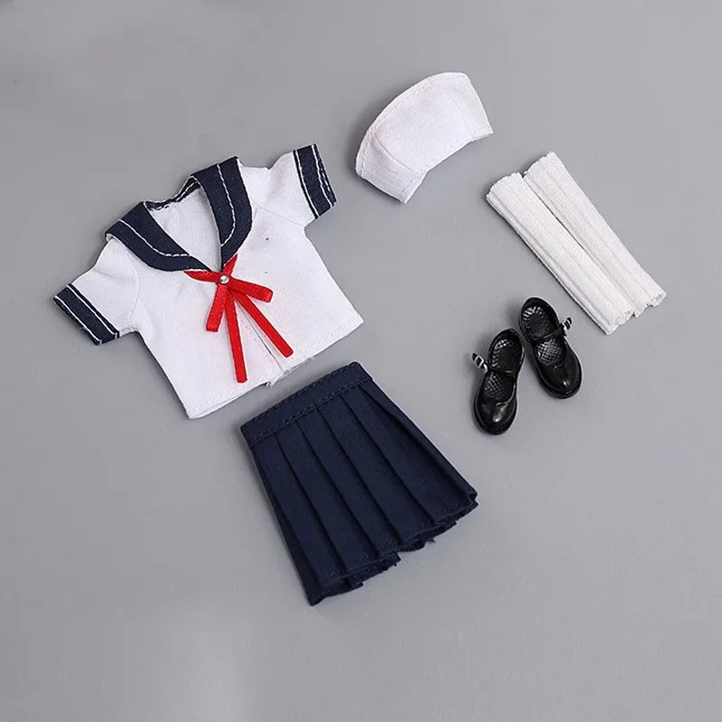 

1/12 Female Soldier Sailor Uniform JK Student School Clothing Shoes Socks Model Fit 6'' Action Figure Body In Stock