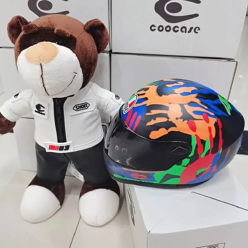 

Motorcycle Bear Helmet Leather Plush Toys Creative Animals Motorbike Accessories Decoration Tension Bear Tail Kids Best Gift