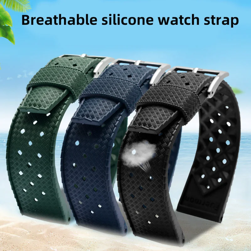 Cinturino Per Orologio In Silicone Impermeabile Morbido Traspirante Per Longines Mido M005 Citizen Bm8475 Oris Cinturino Per Orologio 20Mm 22Mm